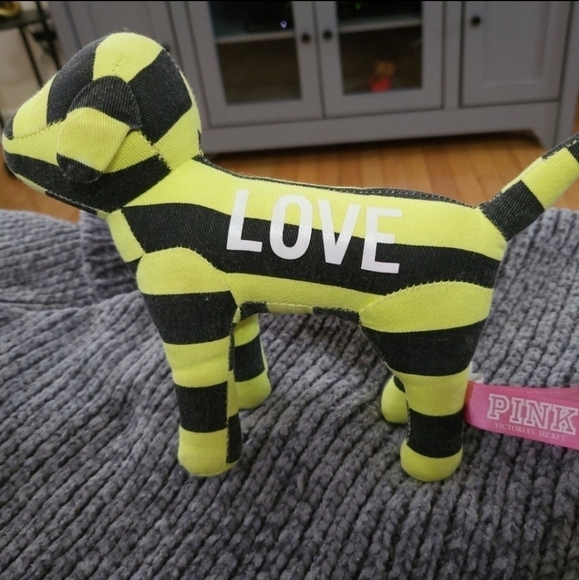 Victoria's Secret PINK Mini Dog Plush Collectible Dog Yellow Black Striped puppy - Picture 3 of 10